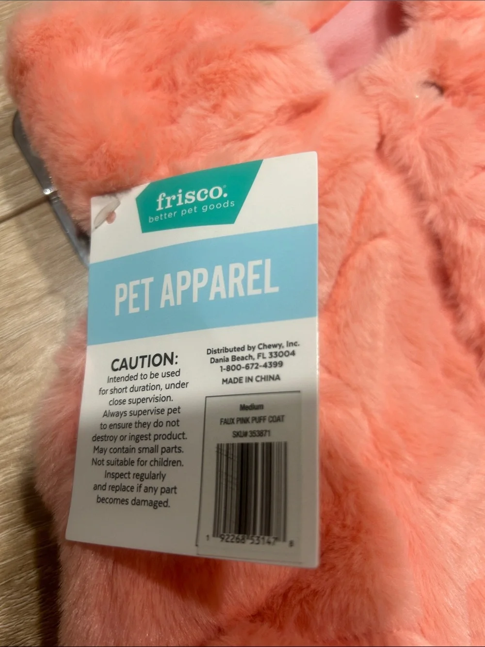 Fuzzy Coral Pink Pet Jacket - Snap Front Faux Fur med. nwts